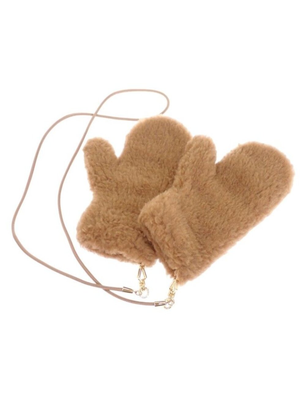 Max Mara Teddy Bear Mittens Ombrato Gloves Silk Wool Camel Beige SM